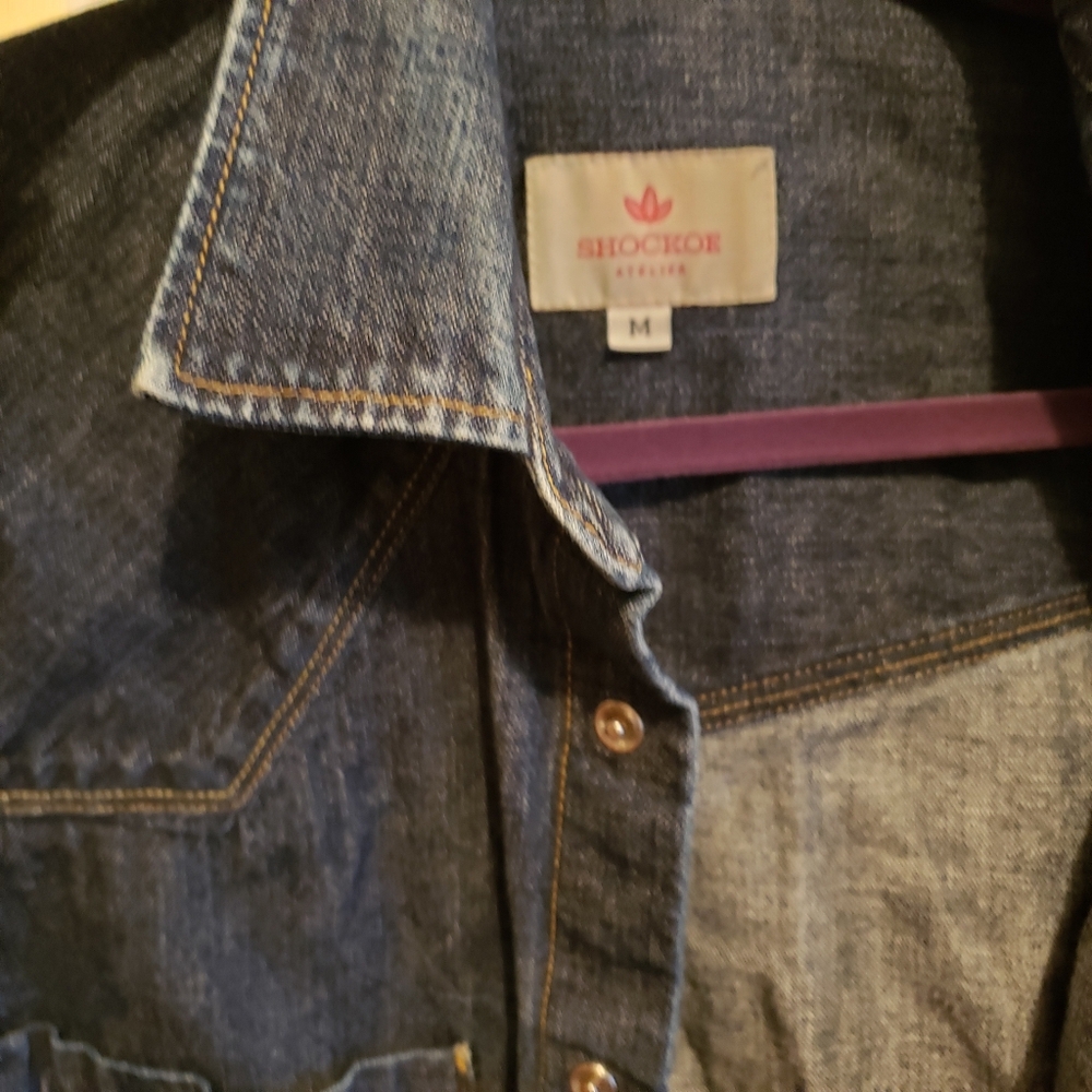 Shockoe Atelier M Japanese Denim Selvedge Western Pearl Snap Shirt Easy Co. - Picture 8 of 13
